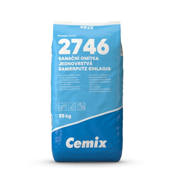 Cemix 2746 – Sanačná omietka jednovrstvová, 25kg